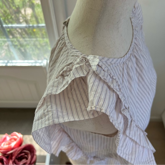 NWT Bellerose Agathe Striped Flounce Flutter Sleeve 100% Cotton Top - Picture 8 of 16